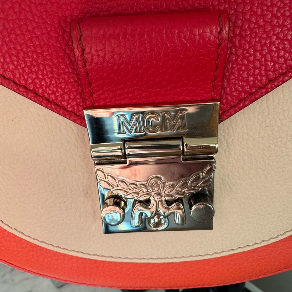 MCM Patricia Shoulder Bag with Top Handle Color block pattern - Red/Coral - EUC - Picture 3 of 11